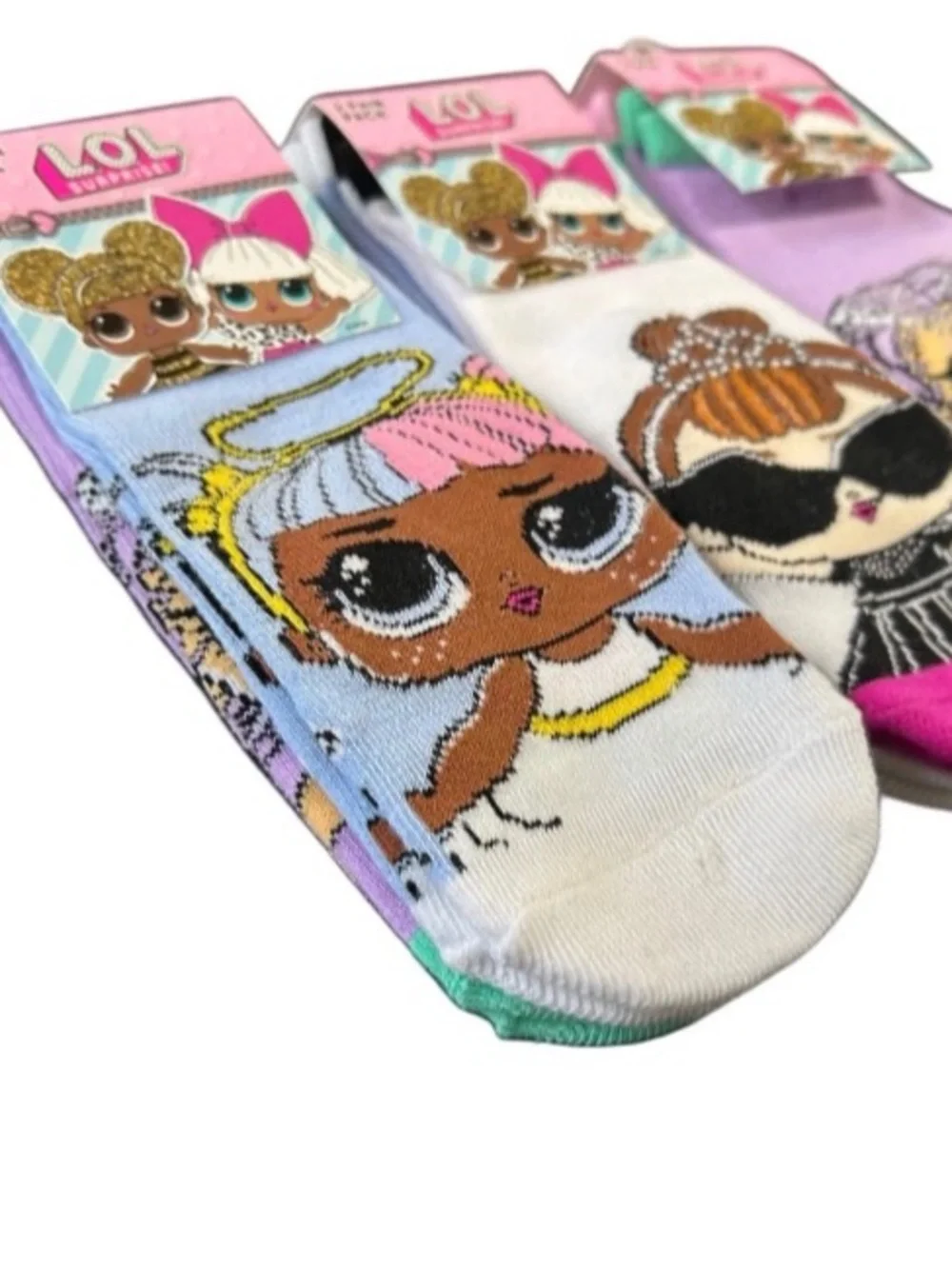 L.O.L. Doll Socks 6 Pairs Girls Shoe Size 7-3, Sock Size 6-8.5 New With Tags